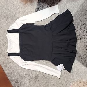 ASOS DESIGN 2-in-1 pleated black pinny dress with white long sleeve top